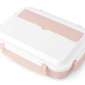 Close up photo plastic food box isolated on white background