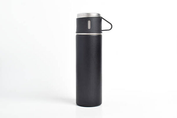 Blank black tumbler mockup isolated on white background